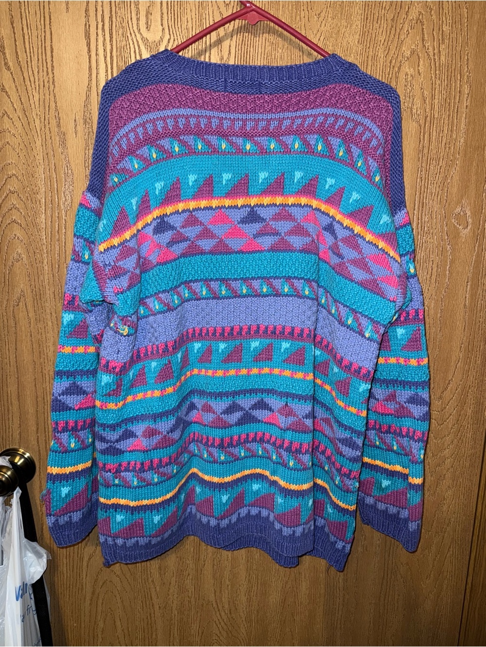 L.L. Bean Women's Knit Crewneck Sweater in Purple, Turquoise & Pink - Picture 3 of 3